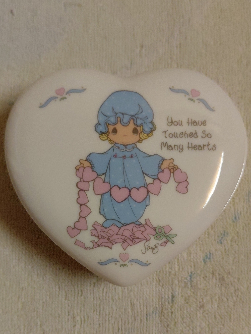 Precious Moments 1995 Porcelain Trinket Box, Heart Shaped